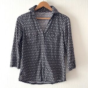 J.‎ McLaughlin Black and White Geometric Button Down Shirt